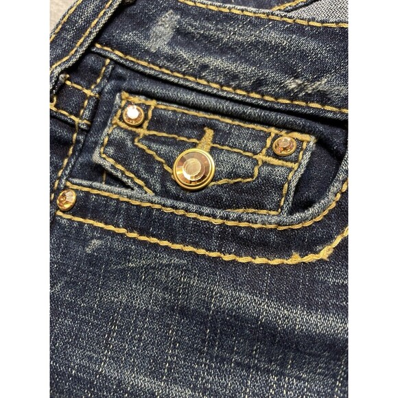True Religion Disco Becky Big T Women's Sz 28 Yellow Rhinestone Bootcut Jeans - Picture 5 of 15